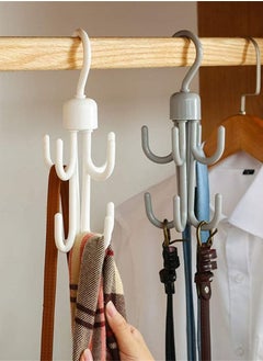 Y&D Plastic Hanger, 2Pcs Rotating Scarf Tie Rack Holder Hook Towels Hanger Closet Organizer for Home Purse Handbag Shoes Grey  - Image 4