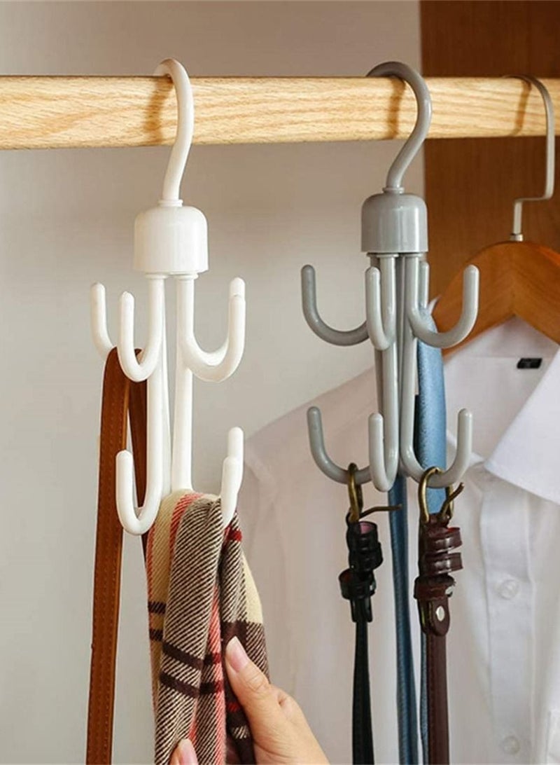 Y&D Plastic Hanger, 2Pcs Rotating Scarf Tie Rack Holder Hook Towels Hanger Closet Organizer for Home Purse Handbag Shoes Grey  - Image 4