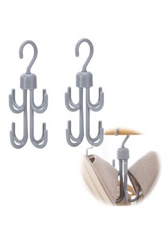 Y&D Plastic Hanger, 2Pcs Rotating Scarf Tie Rack Holder Hook Towels Hanger Closet Organizer for Home Purse Handbag Shoes Grey  - Image 1