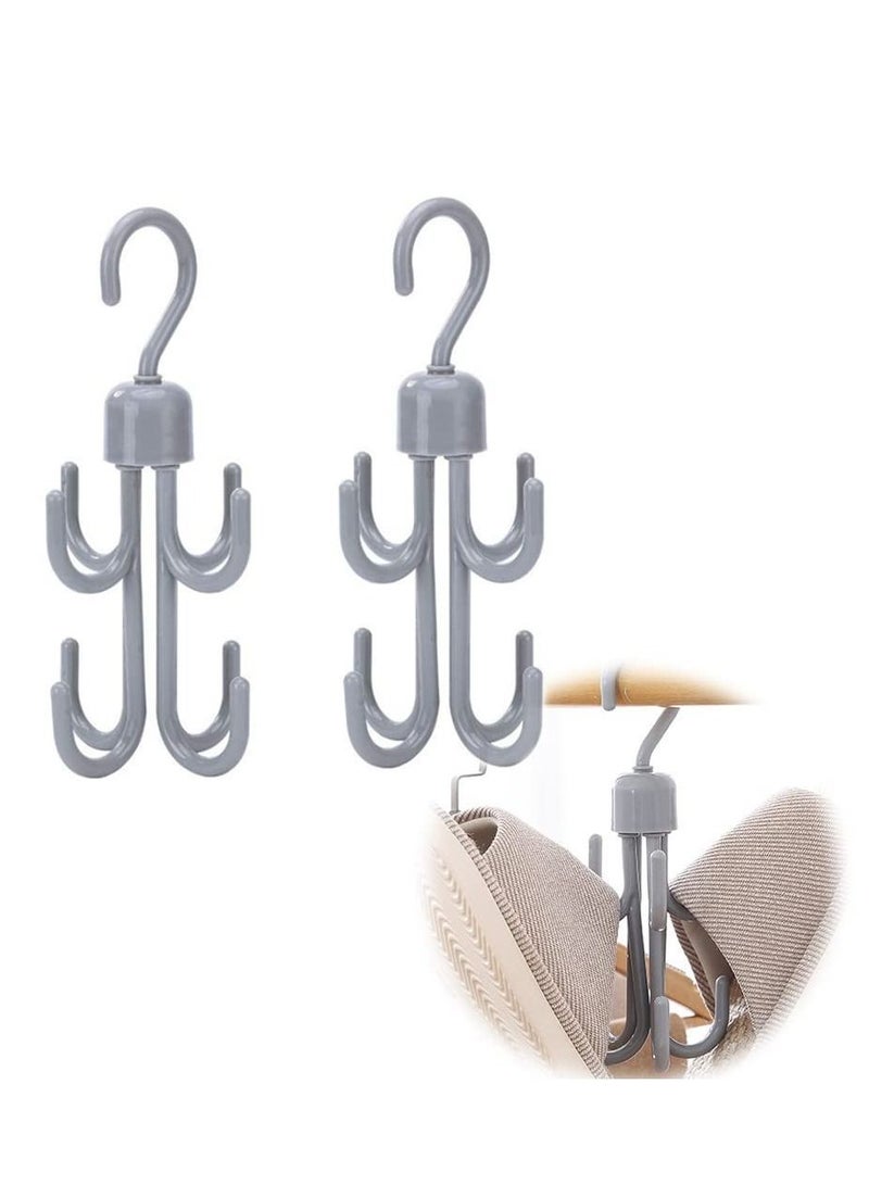 Y&D Plastic Hanger, 2Pcs Rotating Scarf Tie Rack Holder Hook Towels Hanger Closet Organizer for Home Purse Handbag Shoes Grey  - Image 1