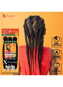 Sensationnel Sensationnel African Collection 3X X-Pression Pre-Stretched Braid 28" (Kids) (1-pack, 1B)  - Image 4