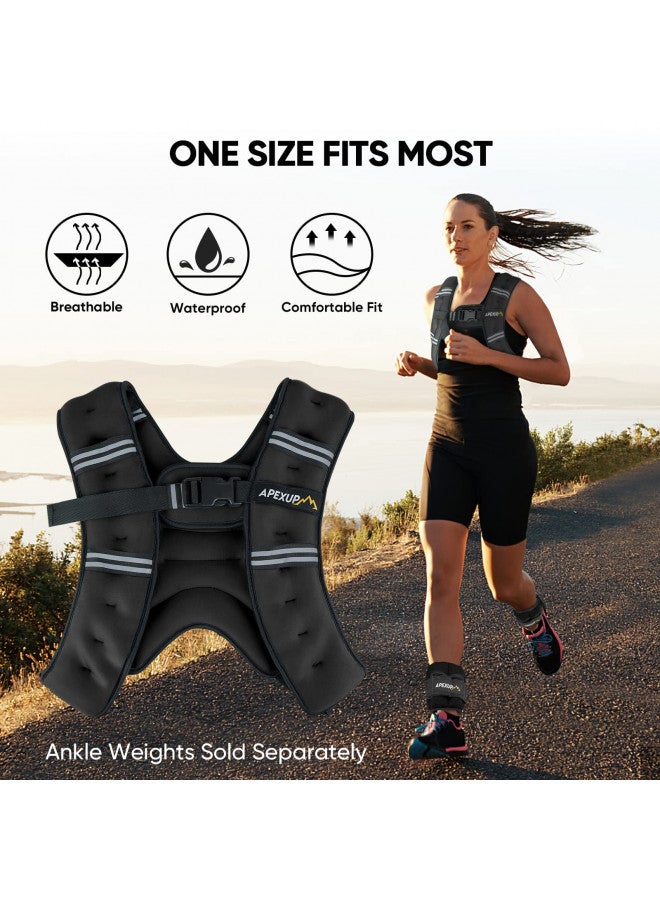 APEXUP APEXUP Weighted Vest Men 10lbs Weights with Reflective Stripe, Weighted vest for Women Workout Equipment for Strength Training Running (Black)  - Image 3