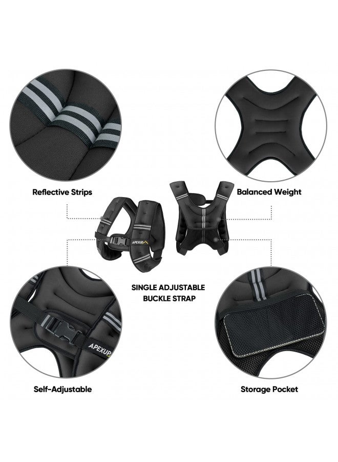 APEXUP APEXUP Weighted Vest Men 10lbs Weights with Reflective Stripe, Weighted vest for Women Workout Equipment for Strength Training Running (Black)  - Image 2