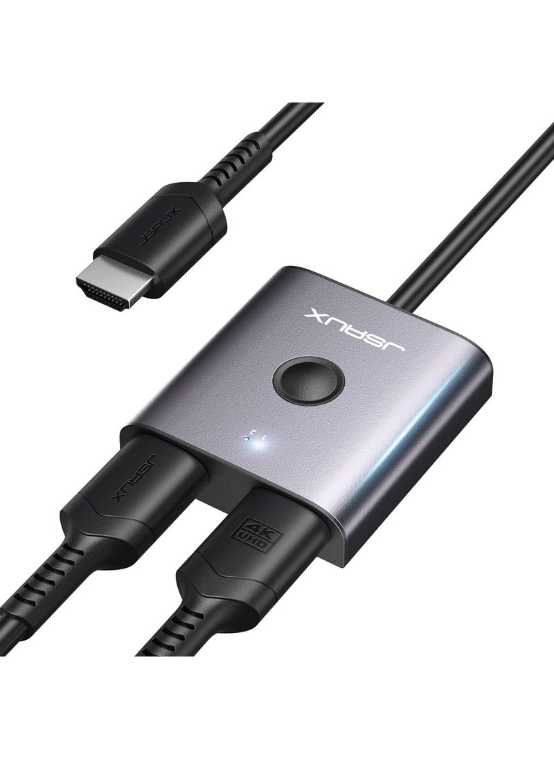 JSAUX 4K@60Hz HDMI Splitter 1in2 Output, 1.3ft HDMI Cable Bidirectional Aluminum HDMI Switch Splitter 2 In 1/1 In 2 for Blu-Ray Player, Roku, TV Stick, Switch, Xbox, PS4, HDTV 4K 3D Support DV0011  - Image 1