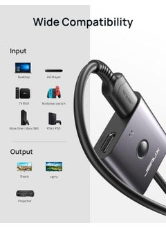 JSAUX 4K@60Hz HDMI Splitter 1in2 Output, 1.3ft HDMI Cable Bidirectional Aluminum HDMI Switch Splitter 2 In 1/1 In 2 for Blu-Ray Player, Roku, TV Stick, Switch, Xbox, PS4, HDTV 4K 3D Support DV0011  - Image 2