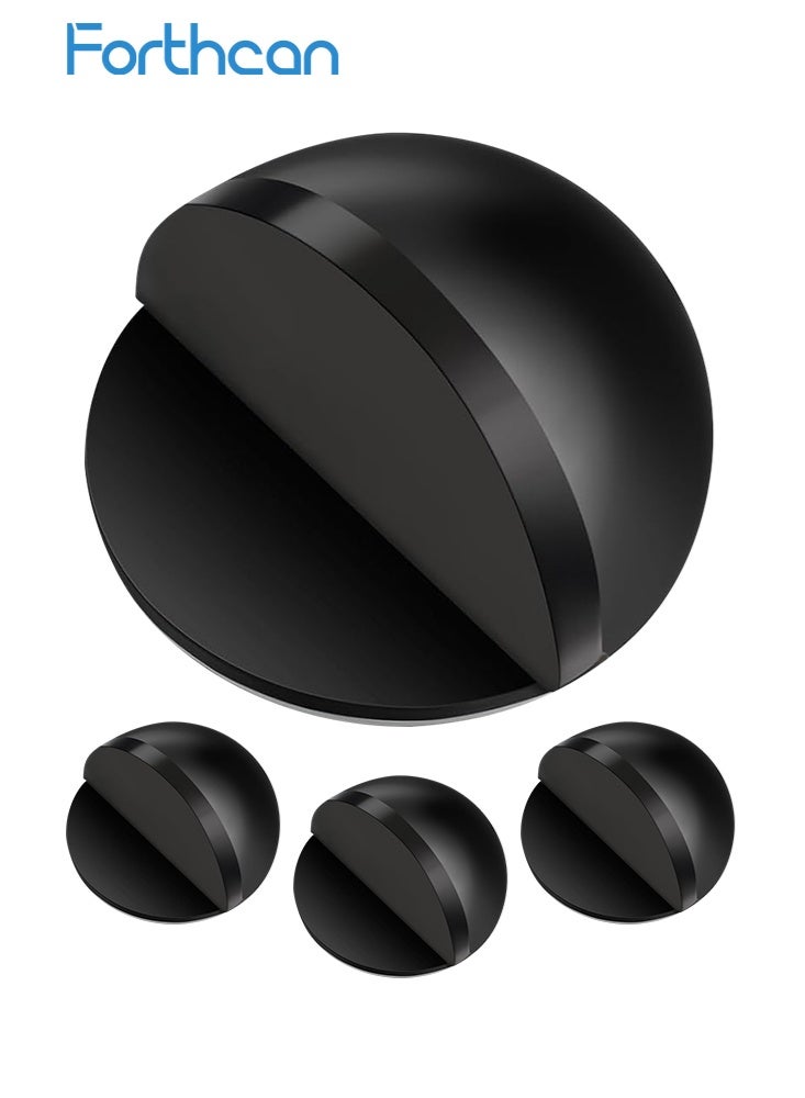 Forthcan No-Drill Door Stopper, Rubber and Stainless Steel Wall Protector for Glass Doors and Security Doors, Black, Set of 4 - Image 1