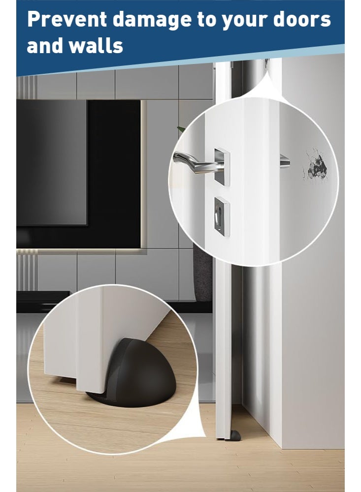Forthcan No-Drill Door Stopper, Rubber and Stainless Steel Wall Protector for Glass Doors and Security Doors, Black, Set of 4 - Image 3