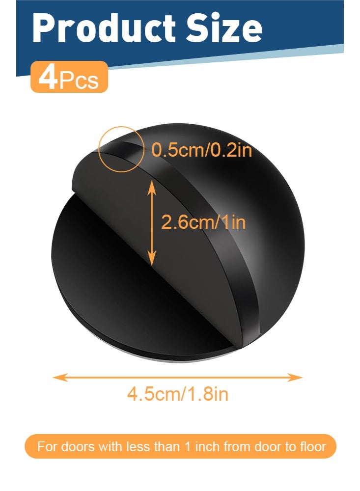 Forthcan No-Drill Door Stopper, Rubber and Stainless Steel Wall Protector for Glass Doors and Security Doors, Black, Set of 4 - Image 2