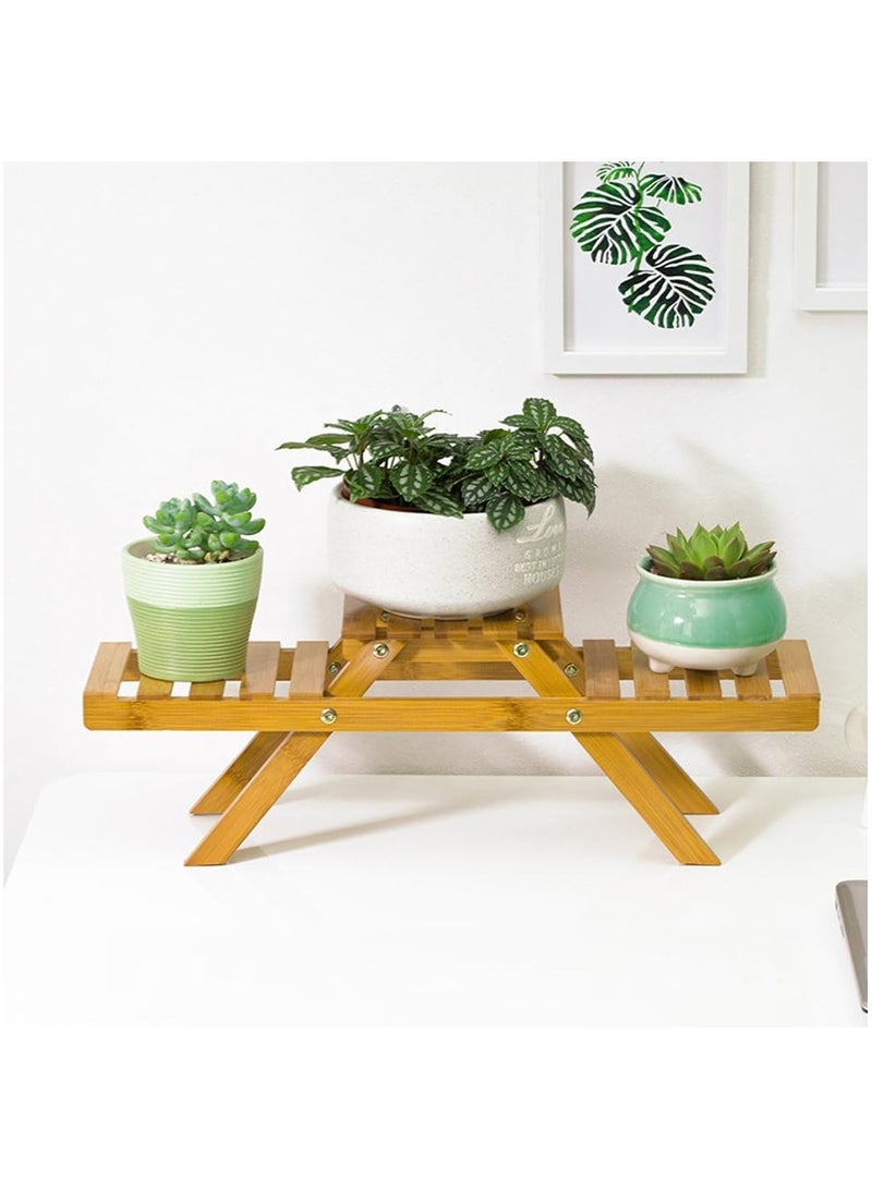 Rubik Wooden Plant Stand, 2 Step Small European Flower Pot Holder Indoor Balcony Display Rack (52x15cm)  - Image 4