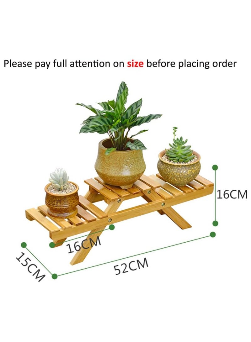 Rubik Wooden Plant Stand, 2 Step Small European Flower Pot Holder Indoor Balcony Display Rack (52x15cm)  - Image 2