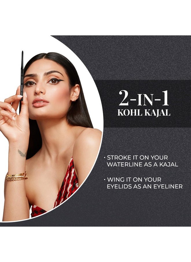 Just Herbs Retractable 2 In 1 Herbal Eyeliner + Kajal With Almond Oil & Vitamin E, 11 Hour Stay, Singlestroke, Smudgeproof & Fadeproof - Black 0.3G  - Image 5