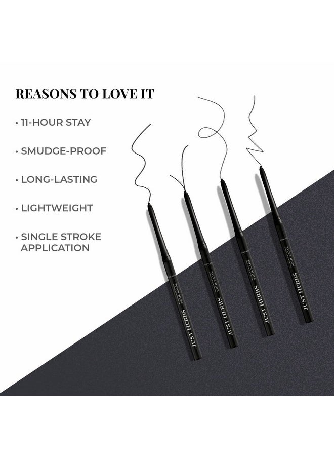 Just Herbs Retractable 2 In 1 Herbal Eyeliner + Kajal With Almond Oil & Vitamin E, 11 Hour Stay, Singlestroke, Smudgeproof & Fadeproof - Black 0.3G  - Image 3