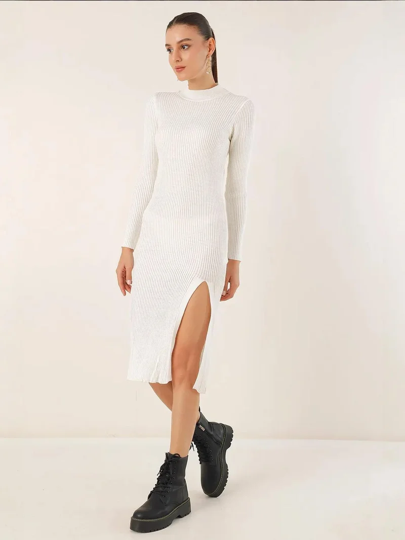 BIG DART BDART Textured Knit Dress with Crew Neck