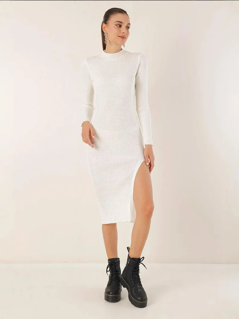 BIG DART BDART Textured Knit Dress with Crew Neck