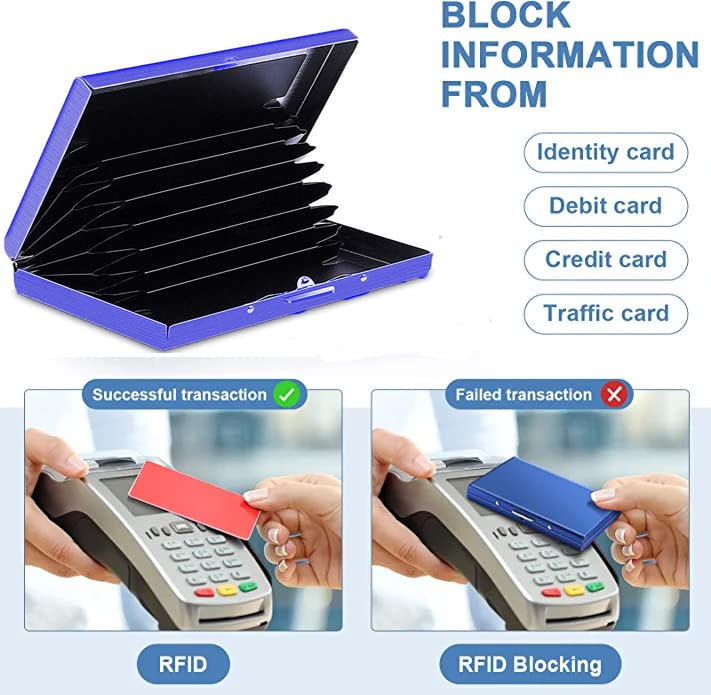 Stealodeal Blue Premium RFID Blocking Metal ATM/Credit/Debit 8 Slots for Men & Women Card Holder - Image 4
