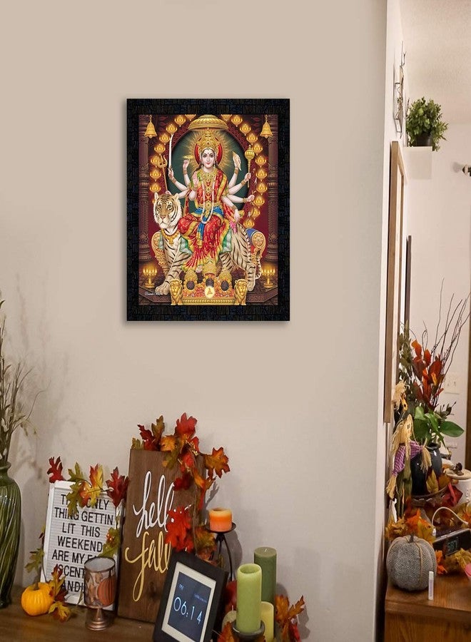 pnf 20478 Synthetic Framed Poster of Maa Durga (13x13inch, Multicolour) - Image 2