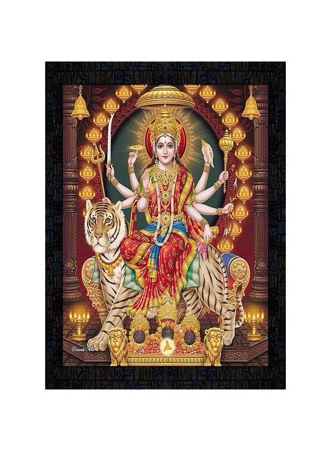 pnf 20478 Synthetic Framed Poster of Maa Durga (13x13inch, Multicolour) - Image 1