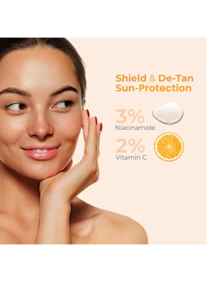 UV Doux D-Tan Aqua Sunscreen Lotion SPF 50 PA++++ | With Niacinamide, Vitamin C, Hyaluronic Acid, Ceramide, Aloe Vera & Vitamin E | Broad Spectrum | Benzene-Free | For Dry & Sensitive Skin | 50 ml - Image 5