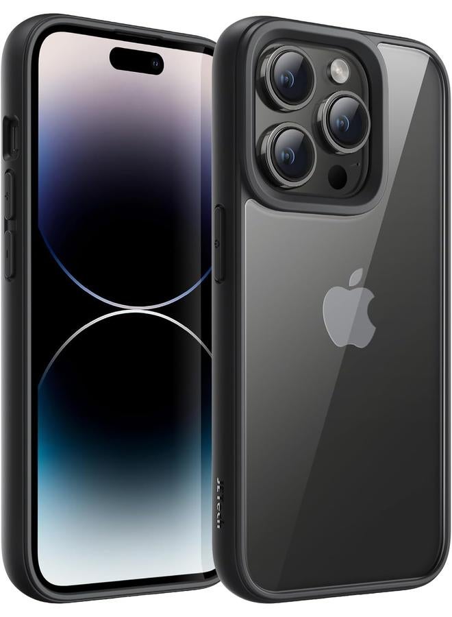 جي تيك جراب لهاتف iPhone 14 Pro Max مقاس 6.7 بوصة، غطاء ممتص للصدمات مقاوم للصدمات بلون سادة غير لامع وإطار TPU مضاد للخدش وظهر شفاف أسود - Image 1