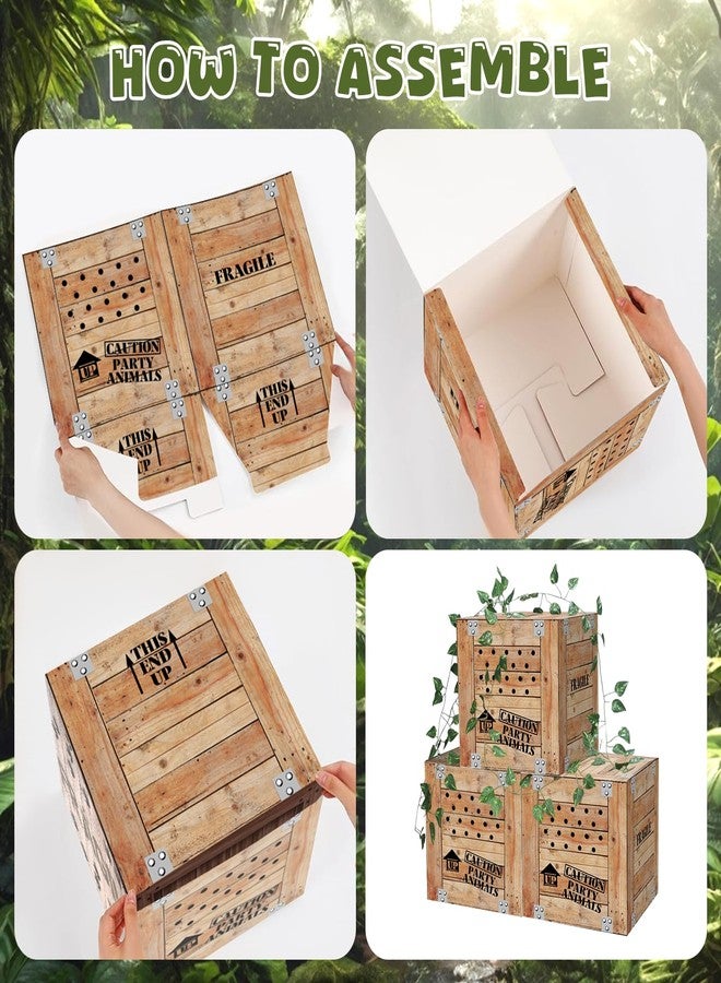 Jiytivity 6 PCS Jungle Party Boxes 12 x 12 x 12 Inch Safari Animal Boxes Jungle Party Favor Letter Boxes for Baby Shower Gender Reveal Birthday Supplies Tropical Woodland Zoo Wild Animal Decoration Gifts - Image 3