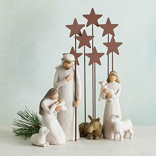 Willow Tree Metal Star Backdrop, Designed for Classic Nativity Collection, Stand Rustic Metal Stars Behind Holy Family or Next to Creche, Hand-Painted Accessory - Image 5