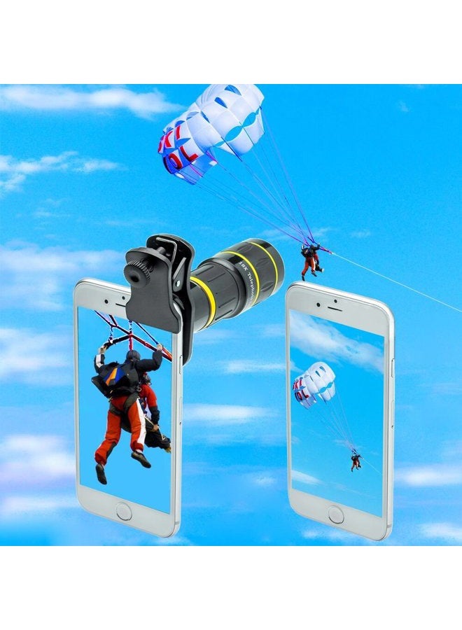 Godefa Cell Phone Camera Lens with Tripod+ Shutter Remote,6 in 1 18x Telephoto Zoom Lens/Wide Angle/Macro/Fisheye/Kaleidoscope/CPL, Clip-On lense Compatible for iPhone X 8 7 6s Plus, Samsung and More - Image 3