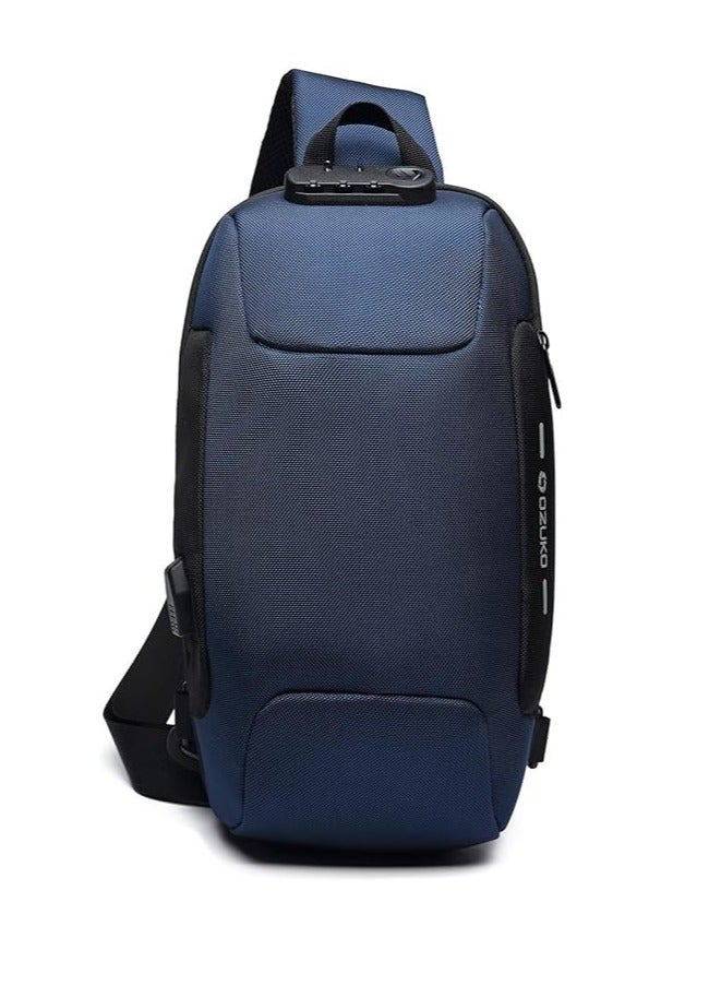 FANDARE Anti theft sling bag, new men's crossbody bag with USB charging port, reflective stripes, single shoulder bag, bicycle camping and cycling day bag, waterproof polyester, L - Image 1