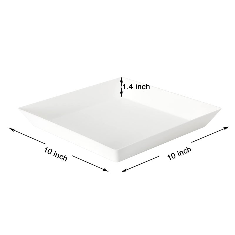 Youngever 3 Pack Plastic Serving Trays  Square Serving Platter for Parties  10 inch x 10 inch (White) - Image 2