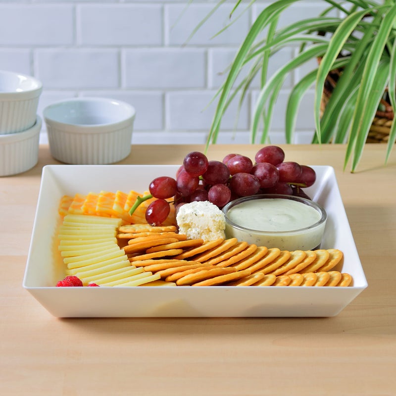 Youngever 3 Pack Plastic Serving Trays  Square Serving Platter for Parties  10 inch x 10 inch (White) - Image 4