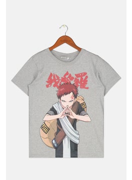 Naruto Kids Boy Round Neck Short Sleeve Graphic Print T-Shirt, Grey Combo  - Image 1