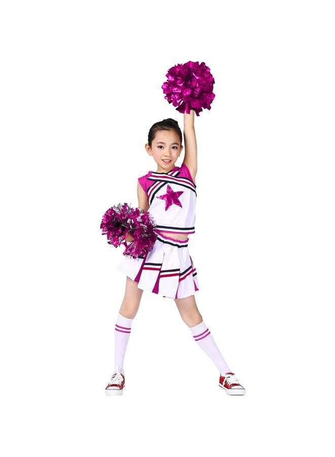 LOLANTA Big Girls Cheerleader Uniform Outfit Cheerleading Costume Fun Varsity Brand Pleated Skirts Pink(Rosered, 8-10) - Image 1