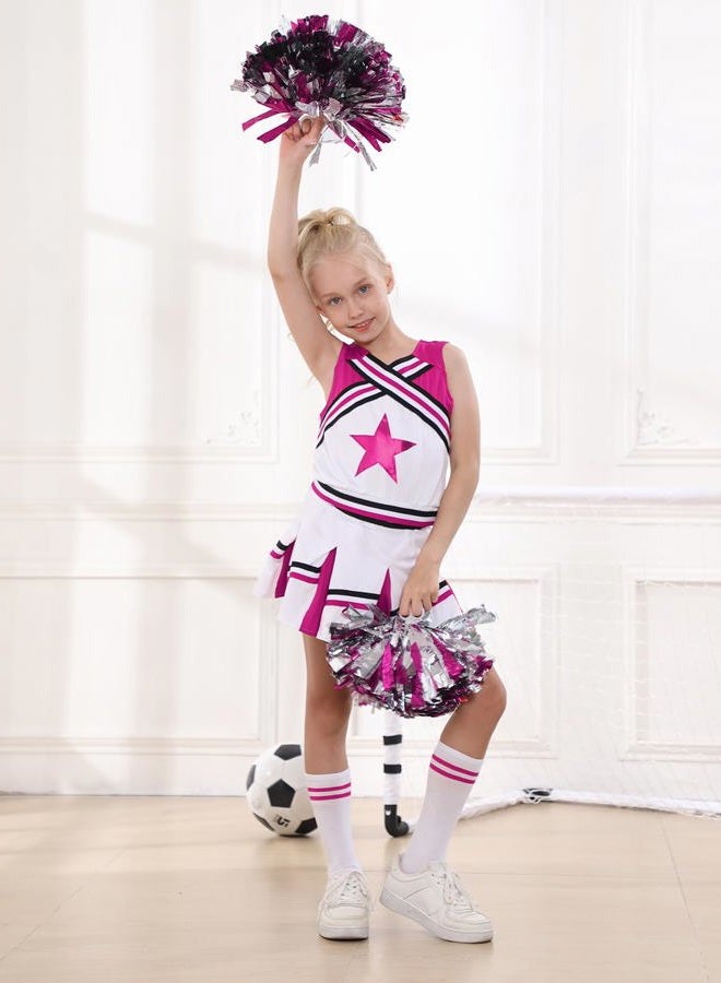 LOLANTA Big Girls Cheerleader Uniform Outfit Cheerleading Costume Fun Varsity Brand Pleated Skirts Pink(Rosered, 8-10) - Image 5
