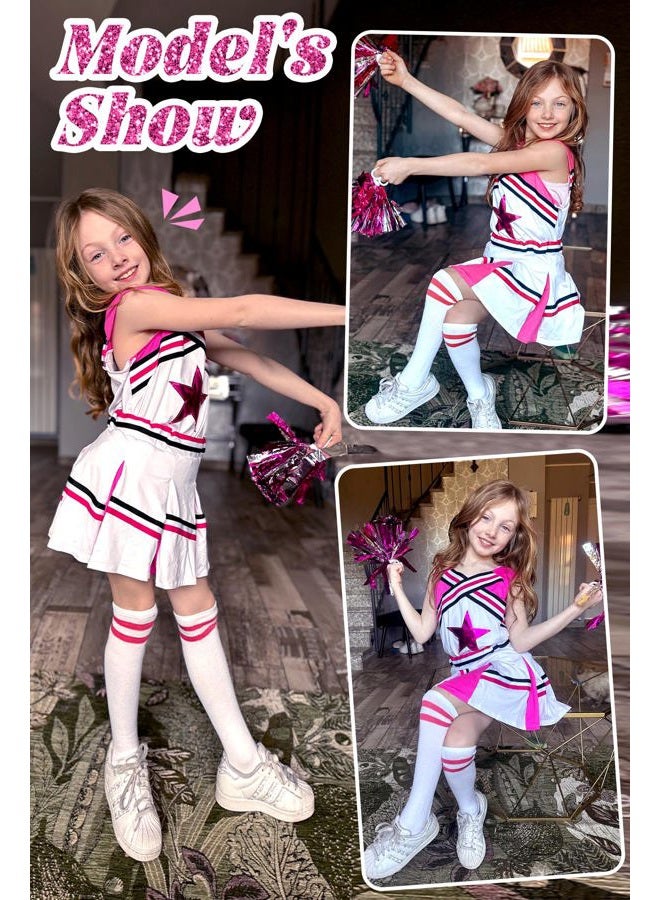 LOLANTA Big Girls Cheerleader Uniform Outfit Cheerleading Costume Fun Varsity Brand Pleated Skirts Pink(Rosered, 8-10) - Image 4