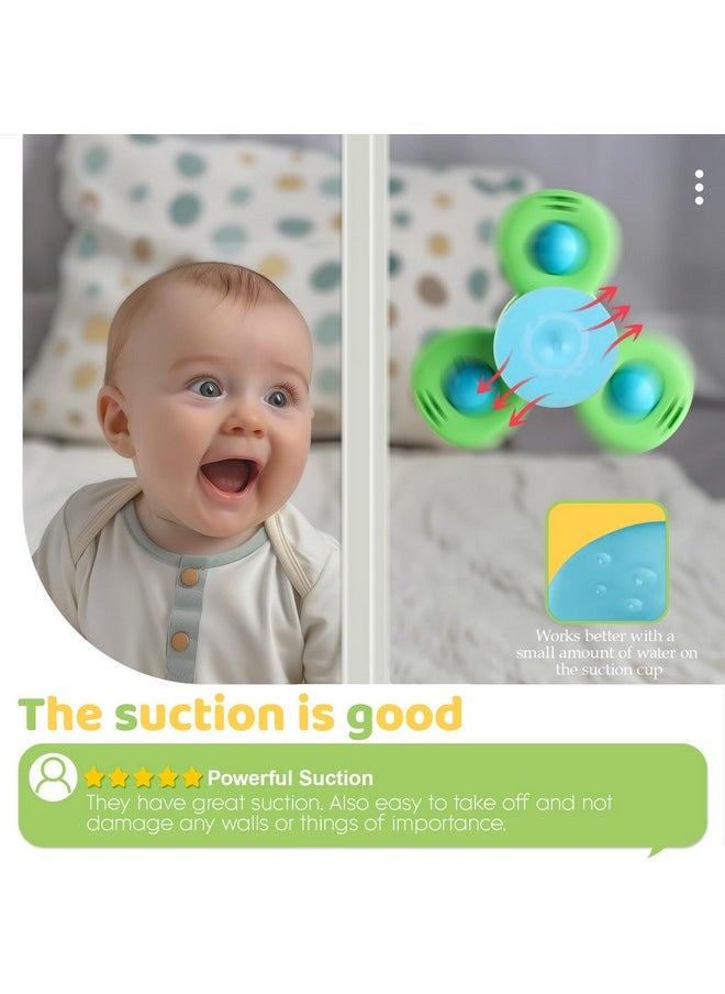 ALASOU 3Pcs Suction Cup Spinner Toys For 1 Year Old Boy Girl|Spinning Top Baby 12 18 Months|1 2 Year Old Boy Birthday Gift|Bath Toys For Kids Ages 1-3|Sensory Toys Stocking Stuffers For Toddlers 1-3  - Image 2