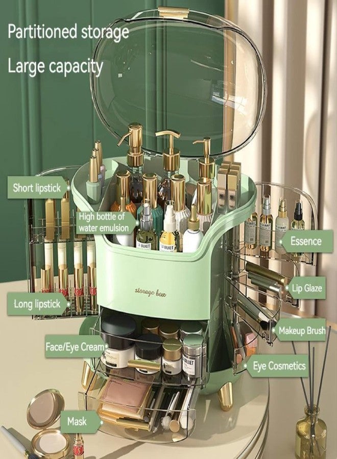 VDNSI Dressing Table Makeup Organiser Stand Stylish Makeup Organizer with Multiple Compartments Space-Saving Cosmetic Organizer Shelf All-in-One Organizer for Skincare Cosmetics and More (Green) - Image 5