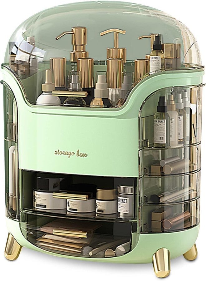 VDNSI Dressing Table Makeup Organiser Stand Stylish Makeup Organizer with Multiple Compartments Space-Saving Cosmetic Organizer Shelf All-in-One Organizer for Skincare Cosmetics and More (Green) - Image 1
