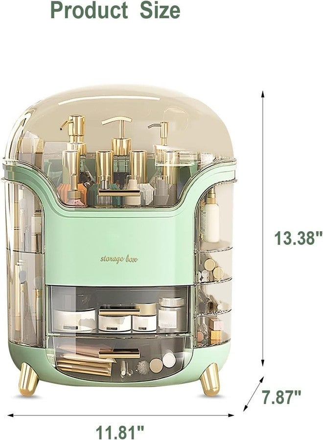 VDNSI Dressing Table Makeup Organiser Stand Stylish Makeup Organizer with Multiple Compartments Space-Saving Cosmetic Organizer Shelf All-in-One Organizer for Skincare Cosmetics and More (Green) - Image 3