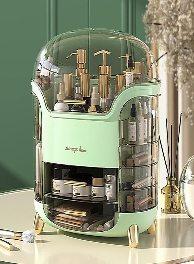 VDNSI Dressing Table Makeup Organiser Stand Stylish Makeup Organizer with Multiple Compartments Space-Saving Cosmetic Organizer Shelf All-in-One Organizer for Skincare Cosmetics and More (Green) - Image 4