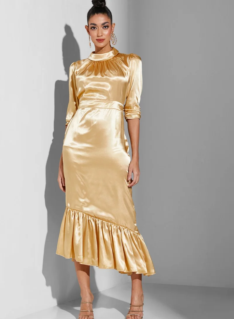 RVVIVA Satin Mockneck Dress