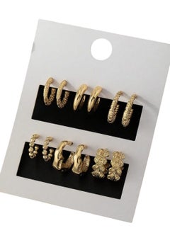 YUCCA Fashion Coil Hoop Earrings Zinc Alloy Spring Design for Women Daily Decoration 6 Pairs/Set  - Image 1