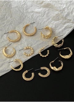 YUCCA Fashion Coil Hoop Earrings Zinc Alloy Spring Design for Women Daily Decoration 6 Pairs/Set  - Image 3