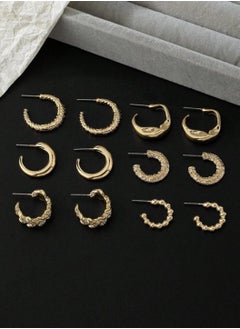 YUCCA Fashion Coil Hoop Earrings Zinc Alloy Spring Design for Women Daily Decoration 6 Pairs/Set  - Image 4