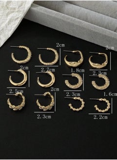 YUCCA Fashion Coil Hoop Earrings Zinc Alloy Spring Design for Women Daily Decoration 6 Pairs/Set  - Image 5