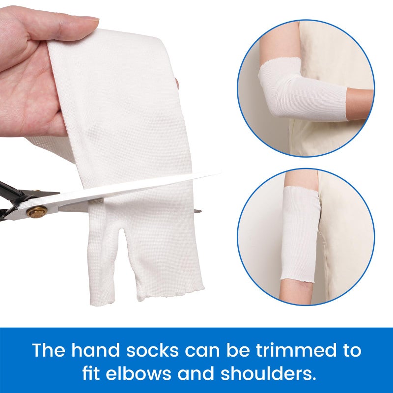 Velpeau Hand Socks for Splint (Pack of 10), Breathable, Thin Stockinette Tubing for Arm, Wrist Brace with Thumb Spica Liner, Cotton Gauze Sleeve, Under Cast Wrap, Arm Cover for Men and Women (White, Light Version, M) - Image 5
