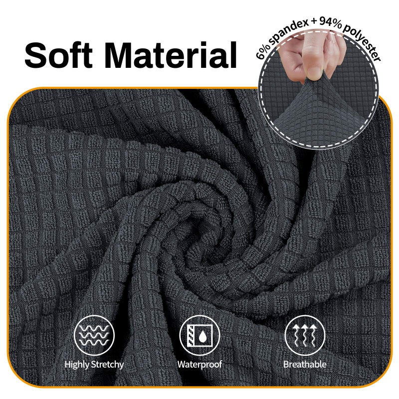 Asnomy Couch Covers for 3 Cushion Couch Stretch Sofa Covers Slipcovers, Pet Protector Furniture Covers for Dogs Cats Spandex Jacquard Fabric Small Checks ï¼ˆLargeï¼ŒCharcoal Ashï¼‰ - Image 3