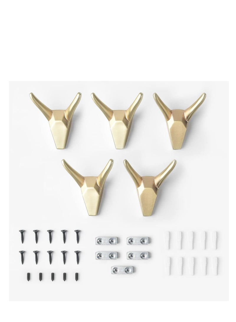 KASTWAVE 5 Pack Coat Hooks Hat Hooks Wall Mounted for Hanging Clothes, Heavy Duty Modern Towel Rack Copper - Image 2