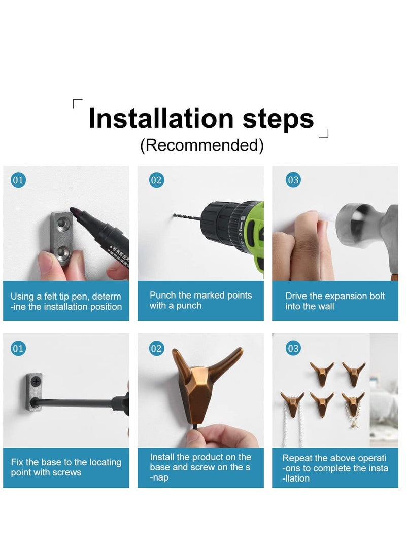 KASTWAVE 5 Pack Coat Hooks Hat Hooks Wall Mounted for Hanging Clothes, Heavy Duty Modern Towel Rack Copper - Image 4