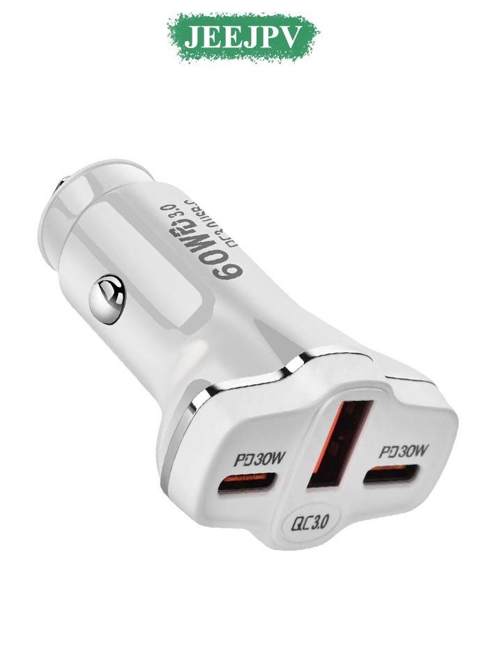 JEEJPV Car Charger 2 x PD30W + QC30W Fast Charging Mobile Phone Adapter QC3.0 Car Charger USB - Image 1