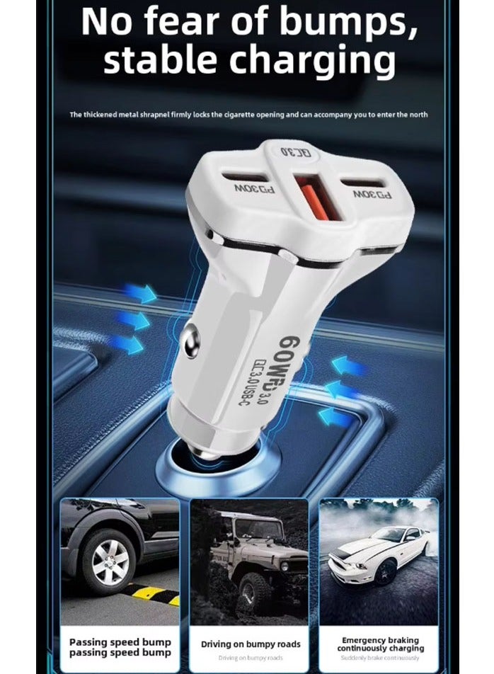 JEEJPV Car Charger 2 x PD30W + QC30W Fast Charging Mobile Phone Adapter QC3.0 Car Charger USB - Image 2