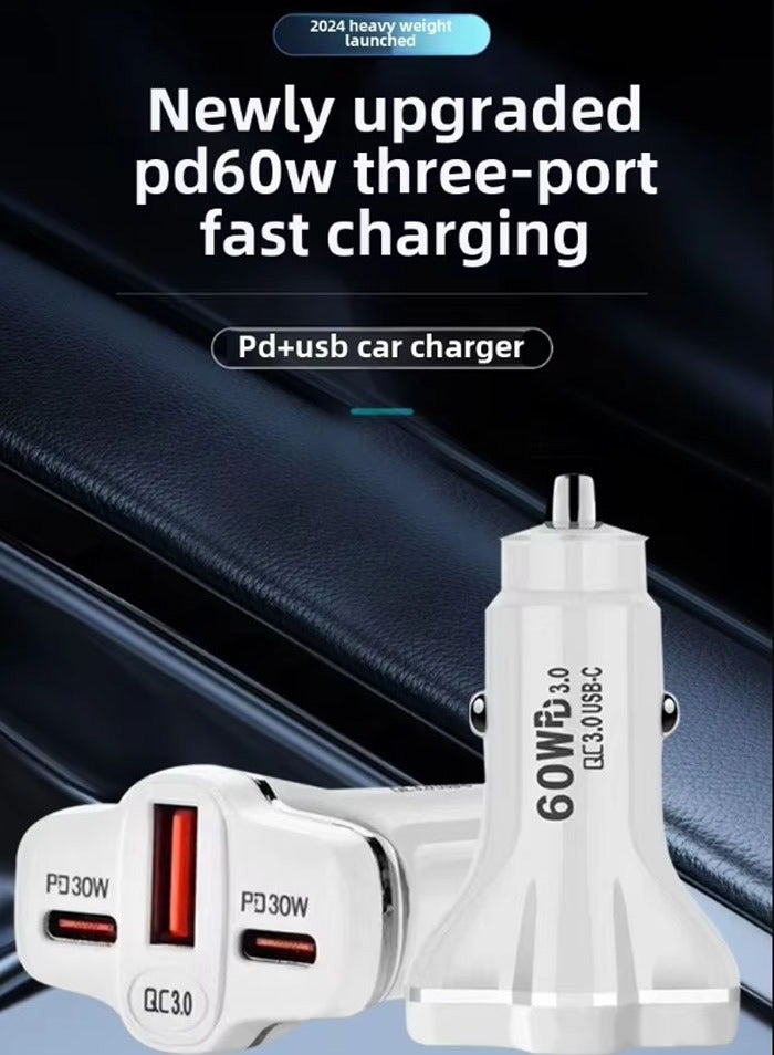 JEEJPV Car Charger 2 x PD30W + QC30W Fast Charging Mobile Phone Adapter QC3.0 Car Charger USB - Image 3